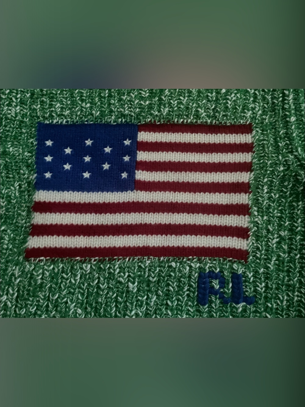 Ralph Lauren Green Knit Sweater with Flag Motif - Picture 3 of 4